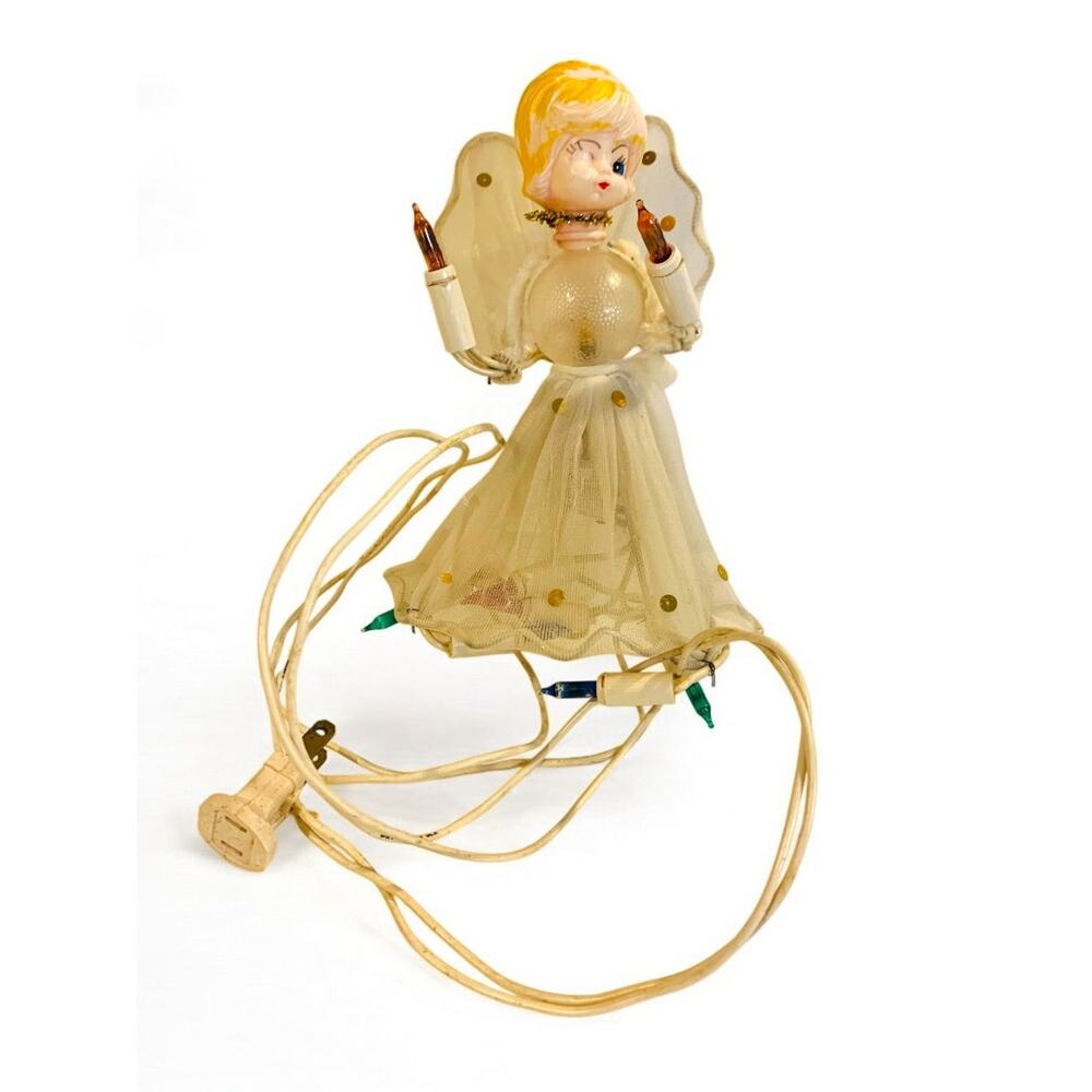 Midcentury Plastic Angel Tree Topper Christmas Holiday 7 Inch